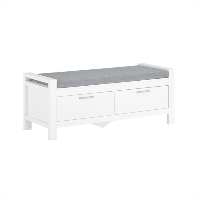 SoBuy Shoe Storage Bench with Seat Cushion, White/Gray, 39.4x15.7x15.7 inches, 16.5 kg - FSR74-W
