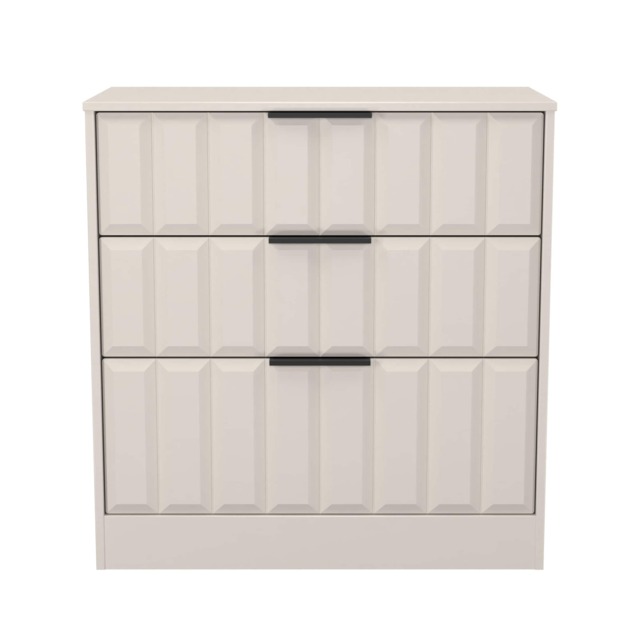 Seattle 3 Drawer Deep Chest of Drawers in Kashmir Matt (Ready Assembled) Cream Kashmir Matt