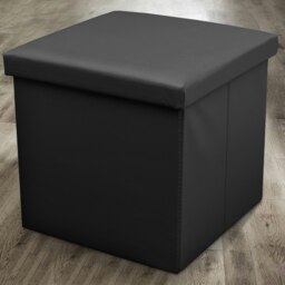 Home Republic Faux Leather Storage Ottoman - 38cm X 38cm Foldable Black