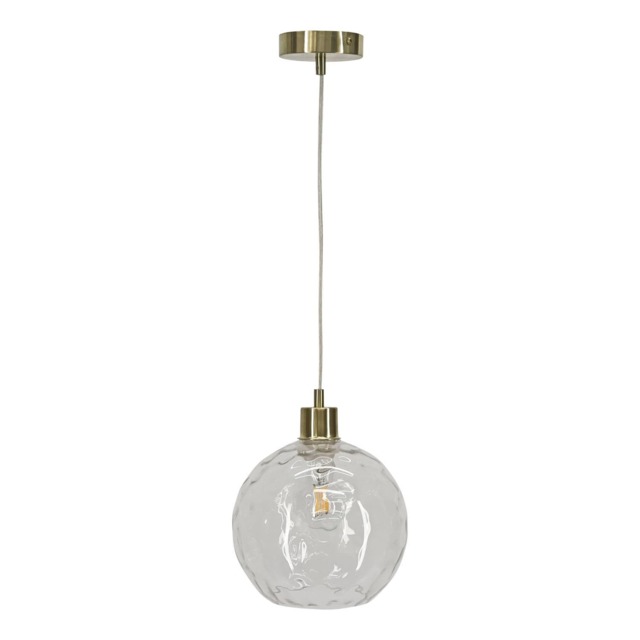 Barnum - Clear Dimple Glass Globe with Satin Brass Pendant Fitting Clear Clear 1