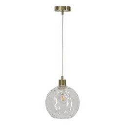 Barnum - Clear Dimple Glass Globe with Satin Brass Pendant Fitting Clear Clear 1