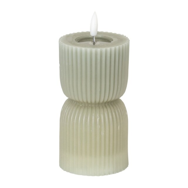 Luxe Collection Natural Glow 2.75x6 Carved LED Candle - Plastic - L7 x W7 x H14 cm - Grey