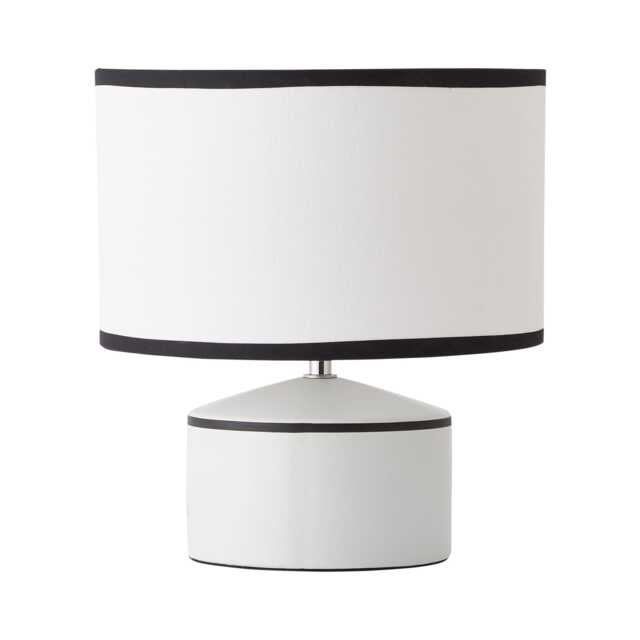 ValueLights Julia Black Trim Ceramic Table Lamp Linen Shade and Bulb