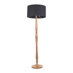 ValueLights Victoria Light Wood Floor Lamp Charcoal Shade Brown Charcoal