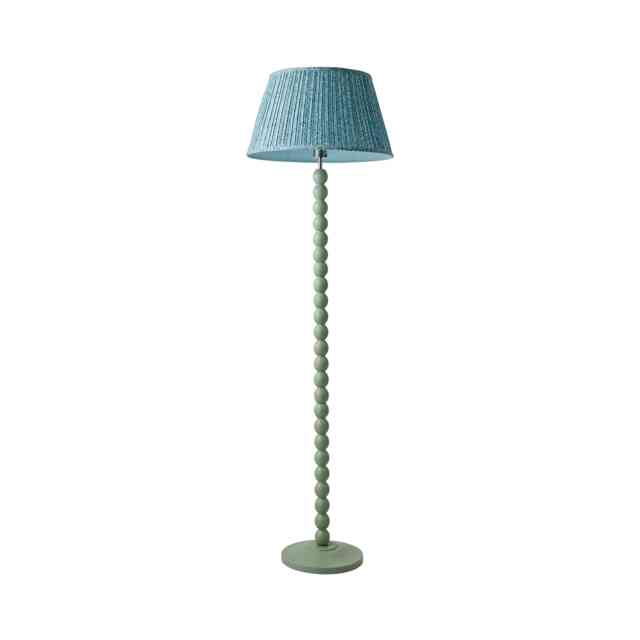 ValueLights Bobbin Green Floor Lamp Leaf Pleated Shade and Bulb Green