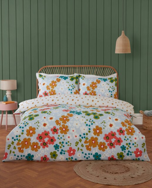 Betty Floral Microfibre Reversible Duvet Cover Set with Pillowcase Multi Double