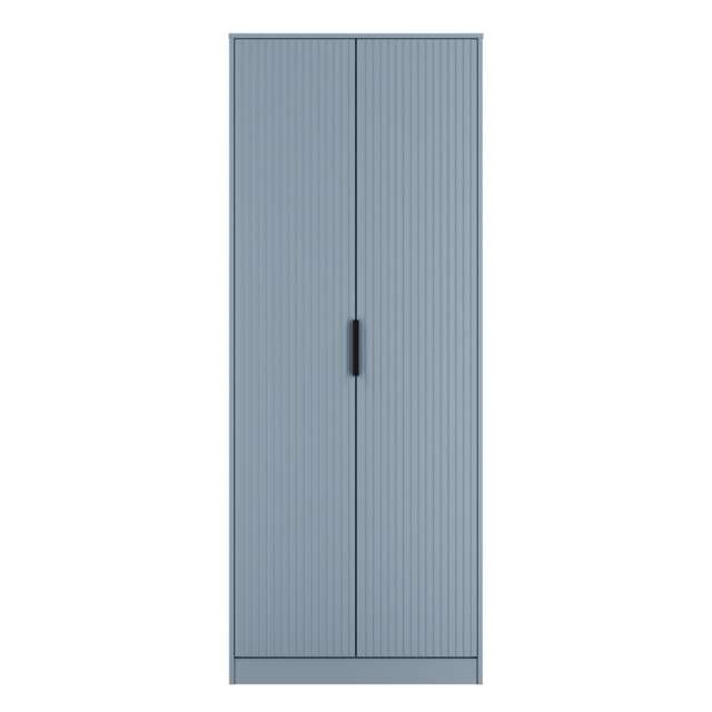 Menai Tall Double Wardrobe in Denim Blue (Ready Assembled) Blue Denim Blue