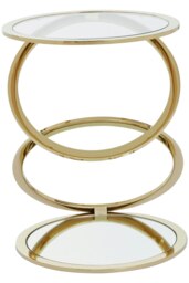 Interiors by Premier Clear Glass and Gold Metal Side Table, Contemporary End Table with Glass Top and Bottom Shelf, Modern Table Gold