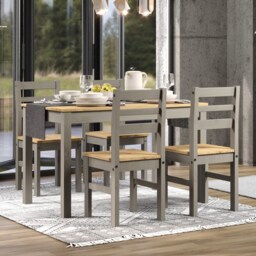 Corona Grey Rectangular Dining Table with 4 Grey Pine Chairs - Compact Dining Set Grey Antique Waxed Pine One Size 1