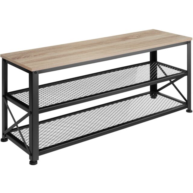 Shoe Rack Blackpool - surface shelf and 2 grid shelves, industrial style Brown industrial wood light, oak Sonoma 101 x 30,50 x 45,50 cm 1