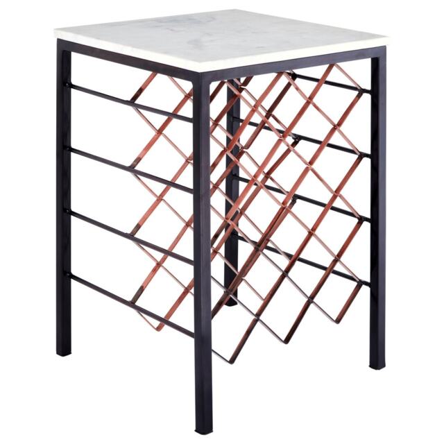 Templar White Marble And Iron Wine Rack Table