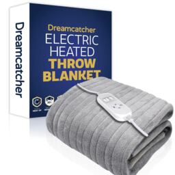 Dreamcatcher Deluxe XL Electric Throw Heated Double Over Blanket Fleece - Silver