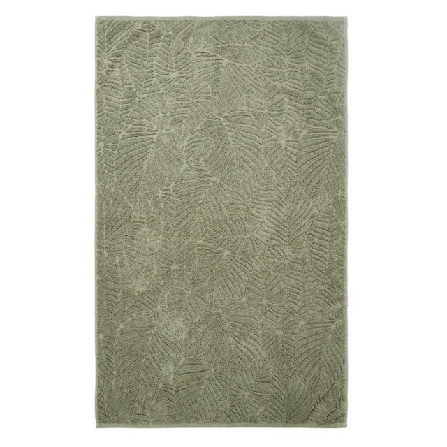 OHS 2 x Jacquard Leaf Textured 100% Cotton 500GSM Absorbent Bath Towels, 70x115cm - Green