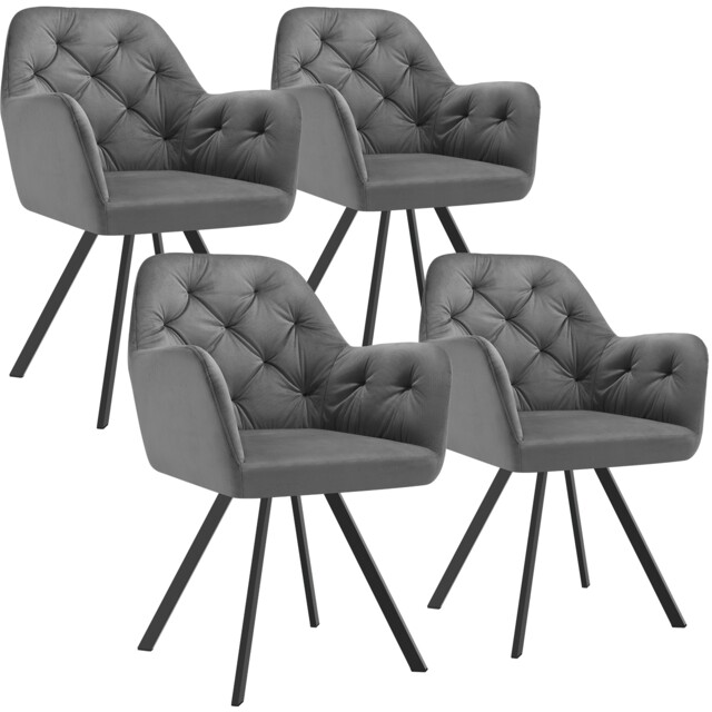 Armchair Lucia - padded, quilted pattern, 180 degree swivel chair Grey anthracite 4