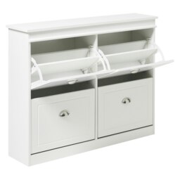 Living and Home 2-Tier Flip Down Shoe Bench Cabinet White