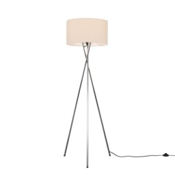 ValueLights Camden Chrome Tripod Floor Lamp Cream Shade