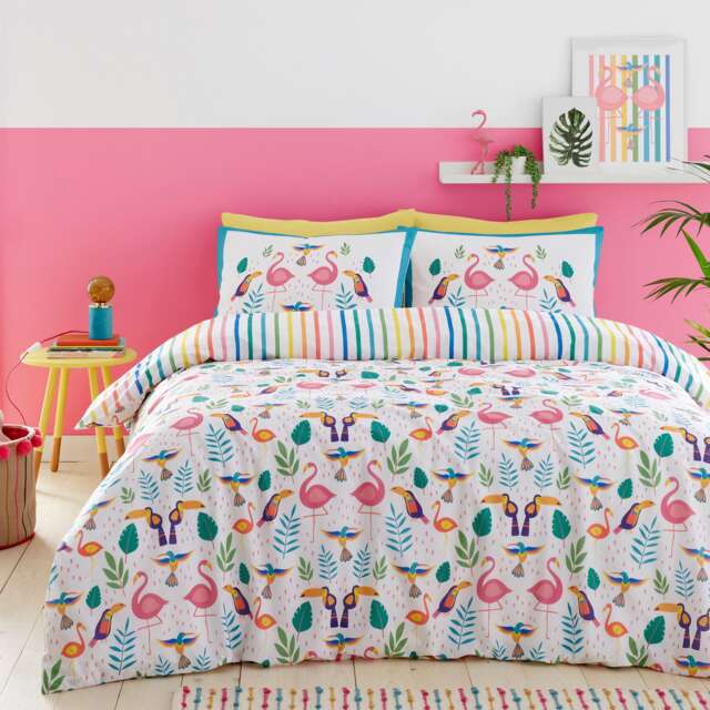 Fusion Tropical Flamingo Duvet Cover Set Pink