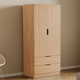 Vida Designs Trega 2 Door 2 Drawer Wardrobe Bedroom Storage Unit with Clothes Rail, (H) 170cm x (W) 76cm x (D) 53cm, Pine