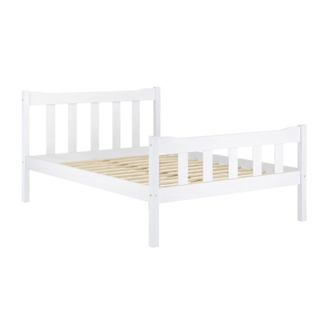Havana King Size Bed Frame- Pine/Metal - L210.8 x W159.8 x H96 cm - White/Pewter - Flat Pack