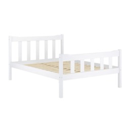 Havana King Size Bed Frame- Pine/Metal - L210.8 x W159.8 x H96 cm - White/Pewter - Flat Pack