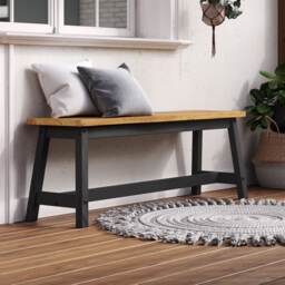 Corona Live Edge Dining Bench - Double Seater Wooden Bench in Black or Grey Finish Black Black One Size 1
