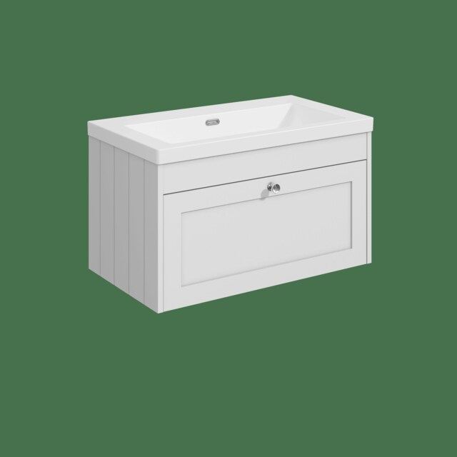 Balterley Wall Hung 1 Drawer Unit with Minimalist Basin No Tap Hole White 431 x 800 x 453mm
