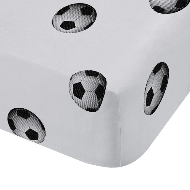 Catherine Lansfield Football Double Fitted Sheet Black/White
