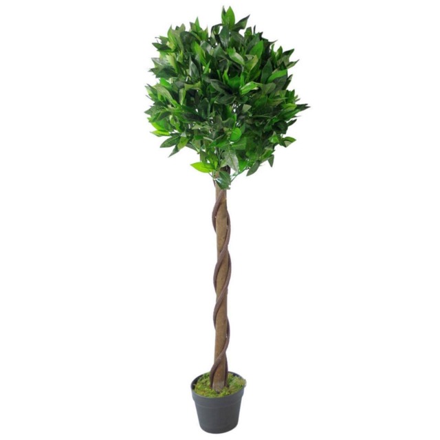 120cm Leaf Design UK Artificial Realistic Bay Laurel Topiary Ball Tree Green 4ft