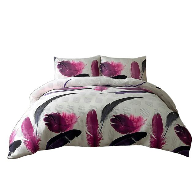 Duvet Cover And Pillowcase Set White Leaf Print Design Polycotton Bed Linen White White Super King