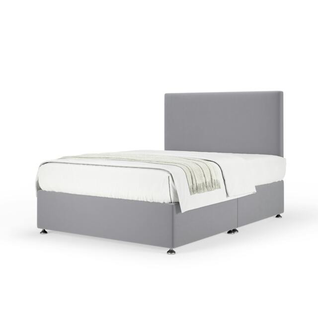 Memory Maestro Memory Foam Silver Plush Velvet Divan Set And Valencia Headboard Super King