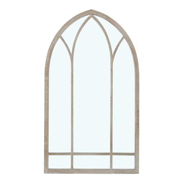 Living and Home Metal Arched Window Mirror 48cm W x 82.5cm H - Antique Brown Brown