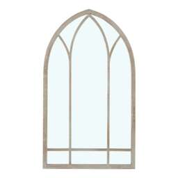 Living and Home Metal Arched Window Mirror 48cm W x 82.5cm H - Antique Brown Brown
