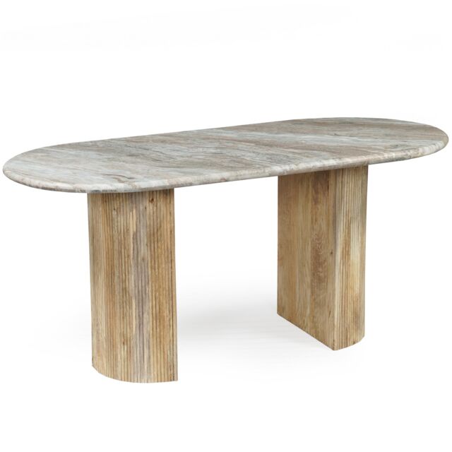 Ajmer Oval Natural Marble Stone Dining Table 6 to 8 Seater