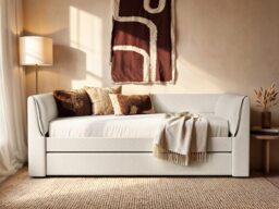 Flair Max Day Bed with Trundle Cream Chenille