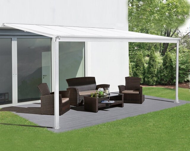 White Garden Veranda Canopy Patio Shade Pergola 10ft x 10ft