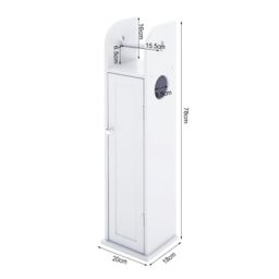 Living and Home Wooden Bathroom Cabinet for Toilet Rolls - White 20 W x 18 D x 78 Hcm