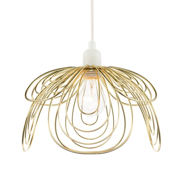 Polished Gold Metal Wire Overlapping Petal Ceiling Pendant Light Shade Gold Gold 1