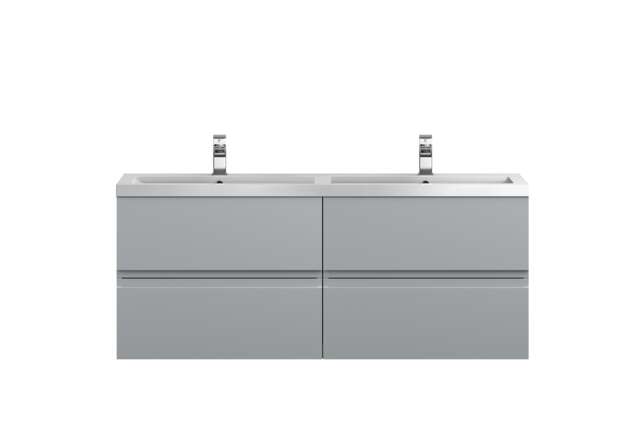 Balterley Mavesyn Contemporary 4 Drawer Wall Hung Vanity Unit with Basin, Satin Grey, 1200mm
