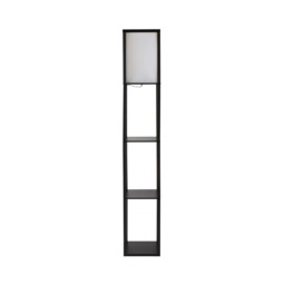 ValueLights Struttura Black Shelving Floor Lamp Fabric Shade