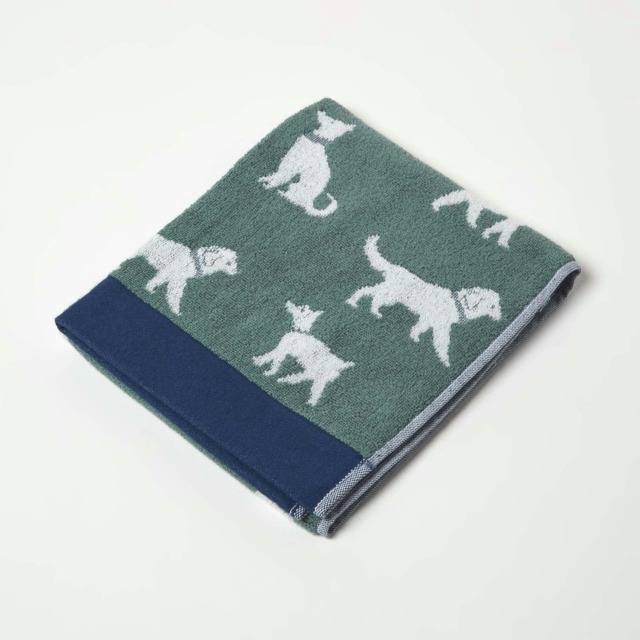 Homescapes Green Dog Pattern Cotton Hand Towel Green