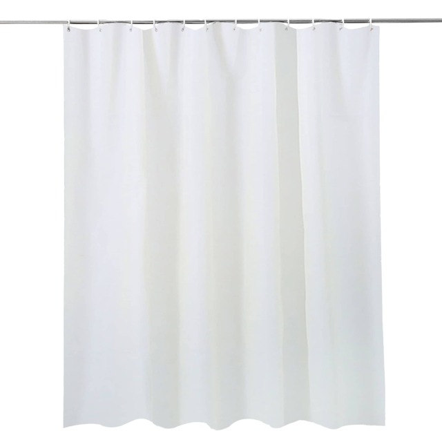 PEVA Plain Mould & Mildew Resistant Shower Curtain with 12 Hooks - 180x180cm