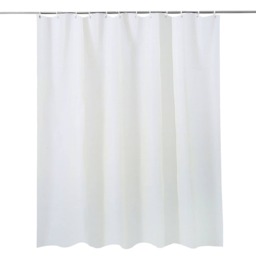 PEVA Plain Mould & Mildew Resistant Shower Curtain with 12 Hooks - 180x180cm