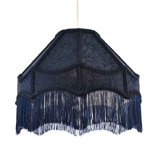Classic Victorian Style Empire Pendant Shade in Midnight Blue Fabric