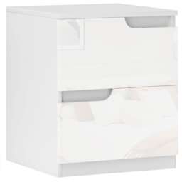 HOMCOM Bedside Table, Bedside Cabinet with 2 Drawers, Modern Side Table with Storage for Bedroom, Living Room, High Gloss White