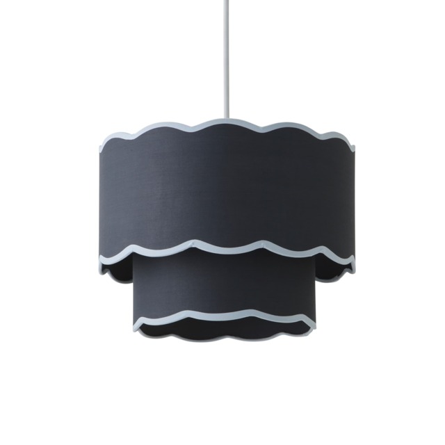 ValueLights Sloane 2 Tier Navy Colour Clash Scallop Shade