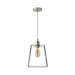 ValueLights Susie Glass Lantern Shade Brushed Chrome Ceiling Light Silver