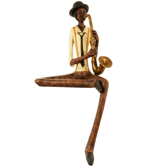 Hill Interiors Sitting Jazz Band Saxophonist - Brown/Cream - One Size
