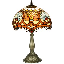 HOMCOM Stained Glass Table Lamp, Handcrafted Artisan Collectible, Suitable for Living Room and Bedside, MultiColoured, 25 x 45Hcm, Zinc Alloy.
