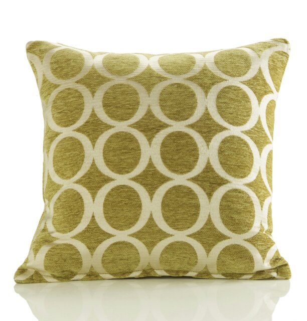 Geometric O Chenille 45cm x 45cm Lime Cushion Set of 4 Green Cream 45cm x 45cm x 10cm 4