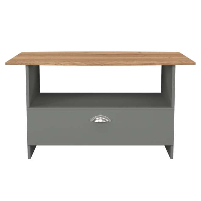 Albert Bottom Drawer Coffee Table in Dusk Grey & Riviera Oak (Ready Assembled) Grey Dusk Grey & Riviera Oak